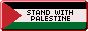 button of the red, black, white, and green palestinian flag with text reading stand with palestine